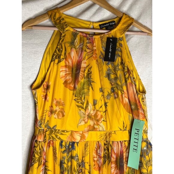 NWT Candalite Petite PXL Floral Yellow Halter Maxi Polyester Spring Summer Dress - Picture 3 of 16